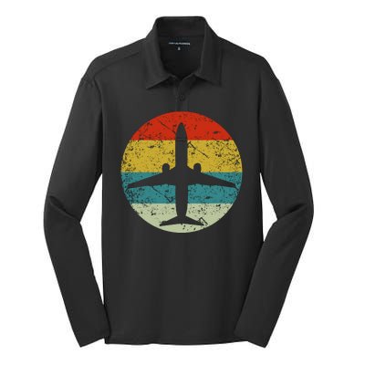 Airplane Vintage Silk Touch Performance Long Sleeve Polo