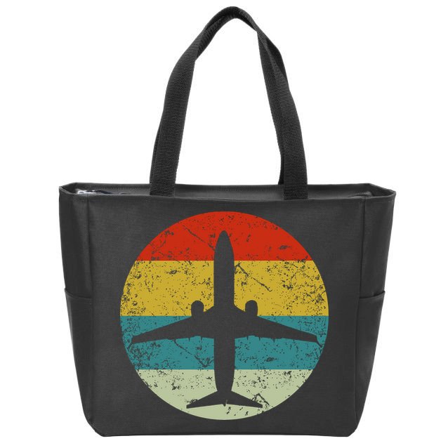 Airplane Vintage Zip Tote Bag