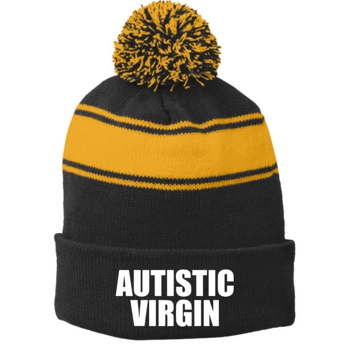 Autistic Virgin Stripe Pom Pom Beanie