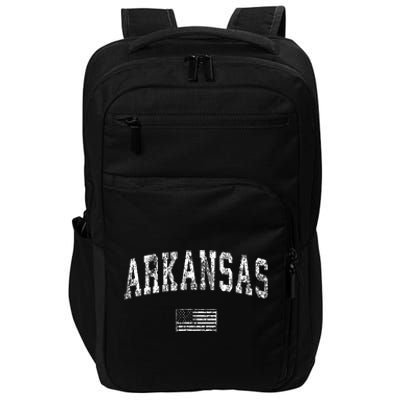 Arkansas Vintage American Flag Sports Design Impact Tech Backpack