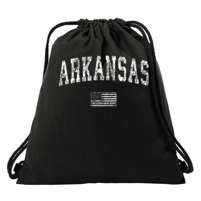 Arkansas Vintage American Flag Sports Design Drawstring Bag