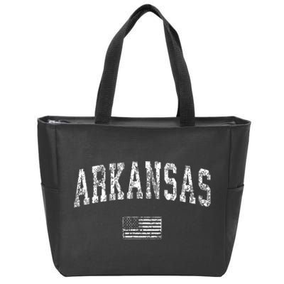 Arkansas Vintage American Flag Sports Design Zip Tote Bag