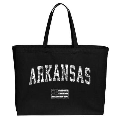 Arkansas Vintage American Flag Sports Design Cotton Canvas Jumbo Tote