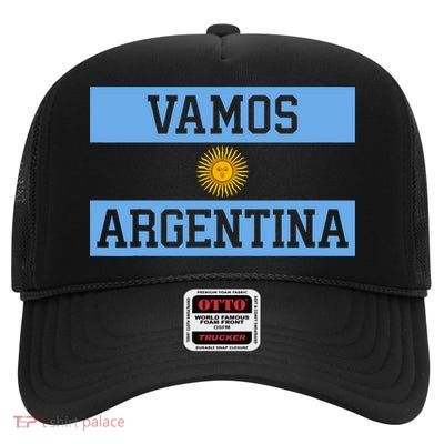 Argentina Vamos Argentina Flag Soccer High Crown Mesh Back Trucker Hat