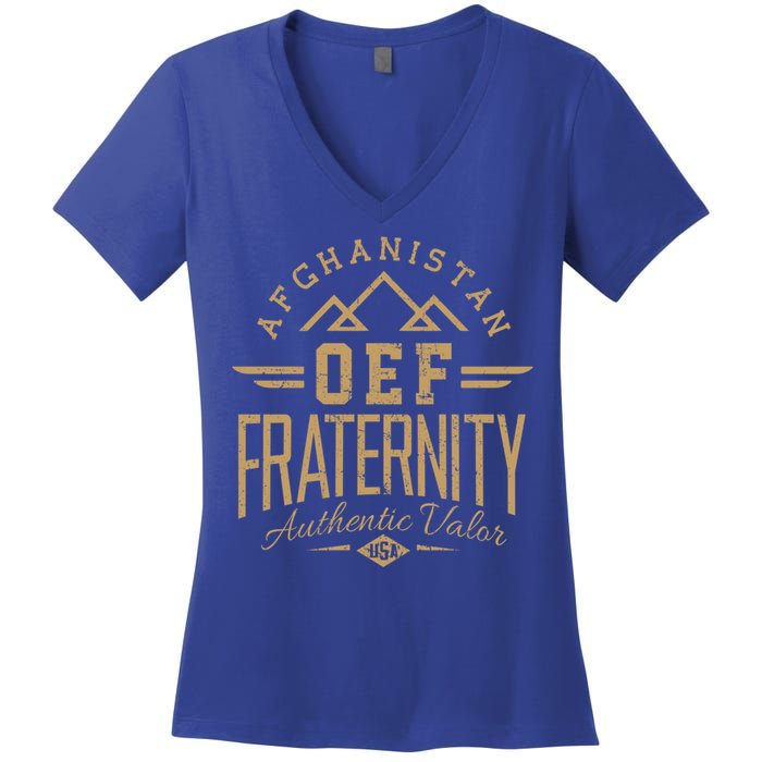 Army Veteran Afghanistan Soldier Oef Enduring Freedom Alumni Gift Women's V-Neck T-Shirt