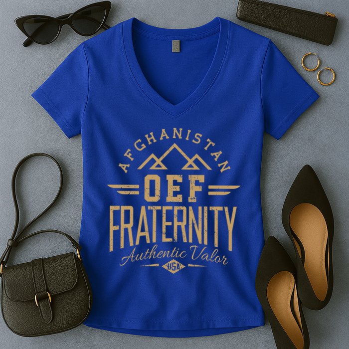 Army Veteran Afghanistan Soldier Oef Enduring Freedom Alumni Gift Women's V-Neck T-Shirt