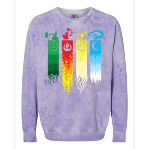 Avatar Bending Fire Water Earth Air Colorblast Crewneck Sweatshirt