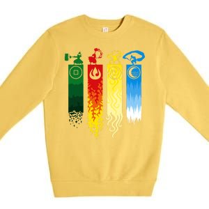 Avatar Bending Fire Water Earth Air Premium Crewneck Sweatshirt