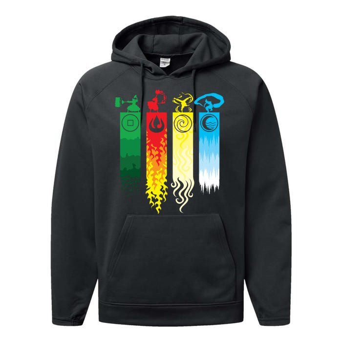 Avatar Bending Fire Water Earth Air Performance Fleece Hoodie