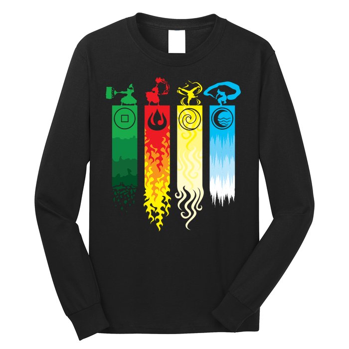 Avatar Bending Fire Water Earth Air Long Sleeve Shirt