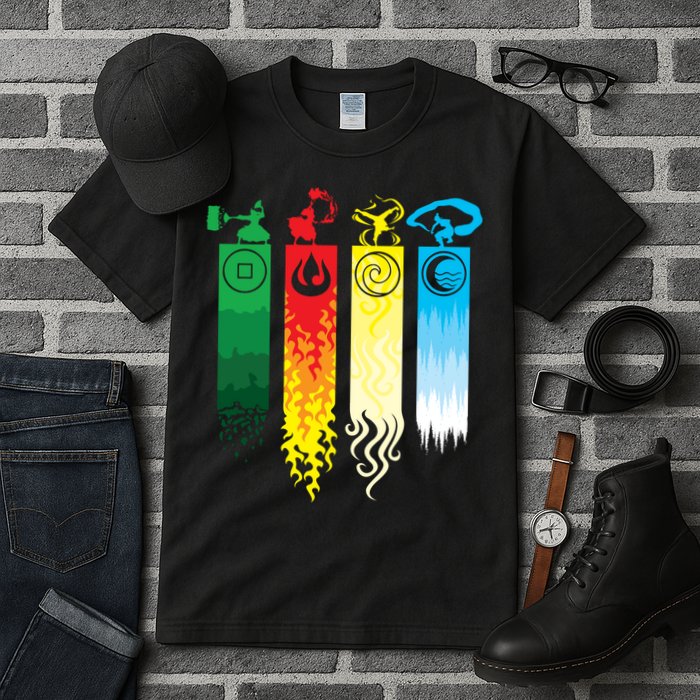 Avatar Bending Fire Water Earth Air Tall T-Shirt
