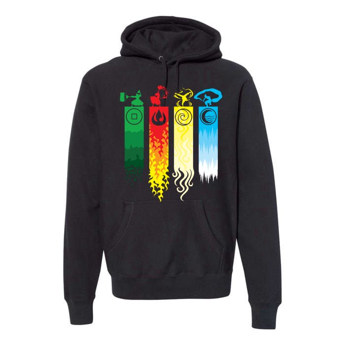 Avatar Bending Fire Water Earth Air Premium Hoodie