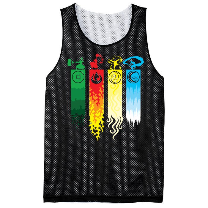 Avatar Bending Fire Water Earth Air Mesh Reversible Basketball Jersey Tank