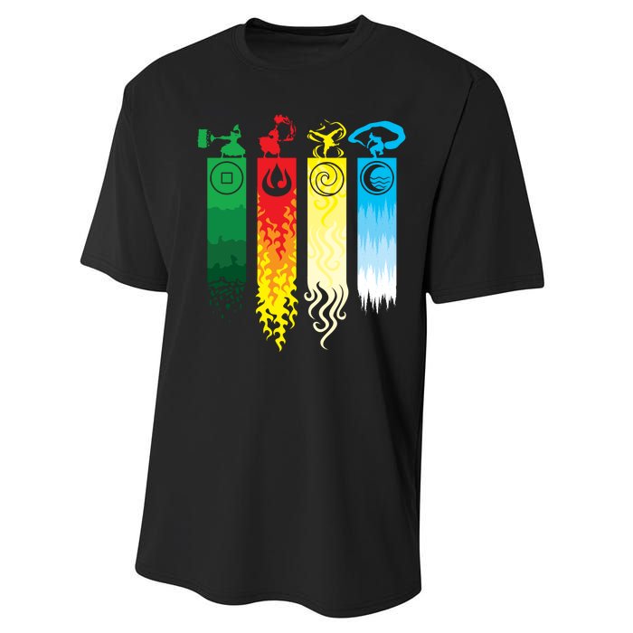 Avatar Bending Fire Water Earth Air Performance Sprint T-Shirt