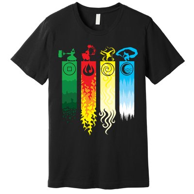 Avatar Bending Fire Water Earth Air Premium T-Shirt