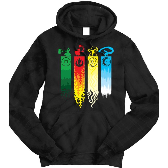 Avatar Bending Fire Water Earth Air Tie Dye Hoodie