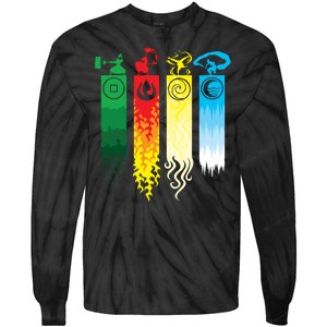 Avatar Bending Fire Water Earth Air Tie-Dye Long Sleeve Shirt