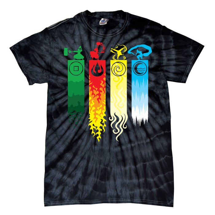 Avatar Bending Fire Water Earth Air Tie-Dye T-Shirt