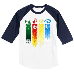 Avatar Bending Fire Water Earth Air Baseball Sleeve Shirt