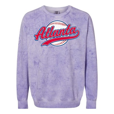 Atlanta Vintage Baseball Throwback Retro Design Colorblast Crewneck Sweatshirt