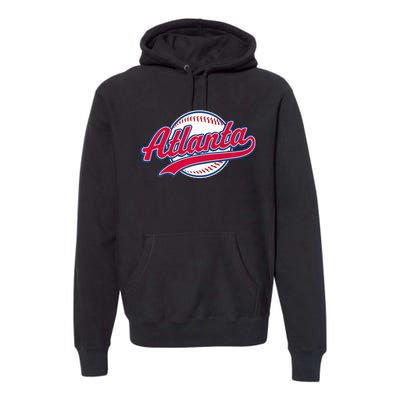 Atlanta Vintage Baseball Throwback Retro Design Premium Hoodie