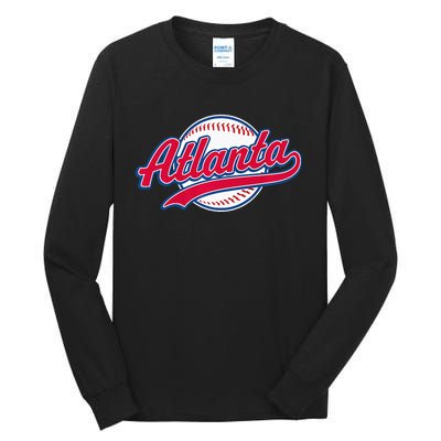 Atlanta Vintage Baseball Throwback Retro Design Tall Long Sleeve T-Shirt