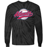 Atlanta Vintage Baseball Throwback Retro Design Tie-Dye Long Sleeve Shirt