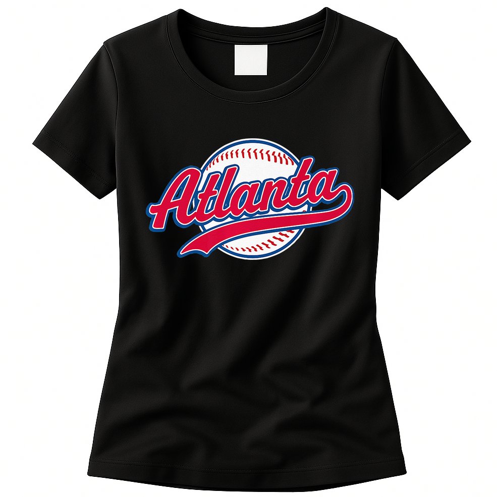 Atlanta Vintage Baseball Throwback Retro Design Womens T-Shirt