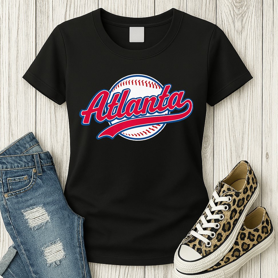 Atlanta Vintage Baseball Throwback Retro Design Womens T-Shirt