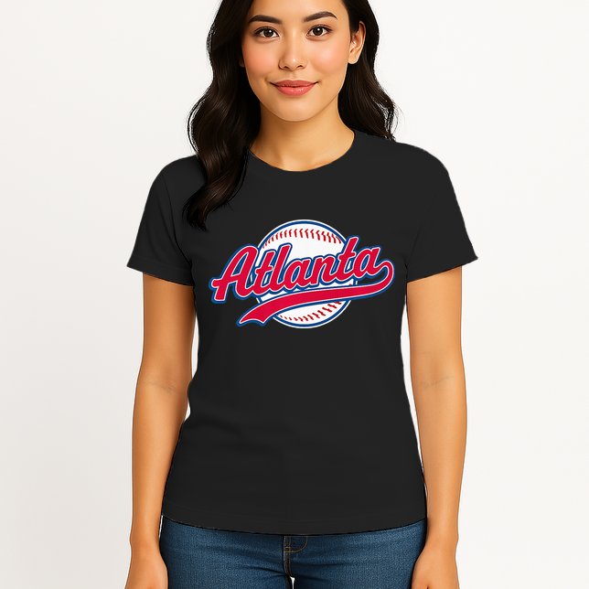 Atlanta Vintage Baseball Throwback Retro Design Womens T-Shirt