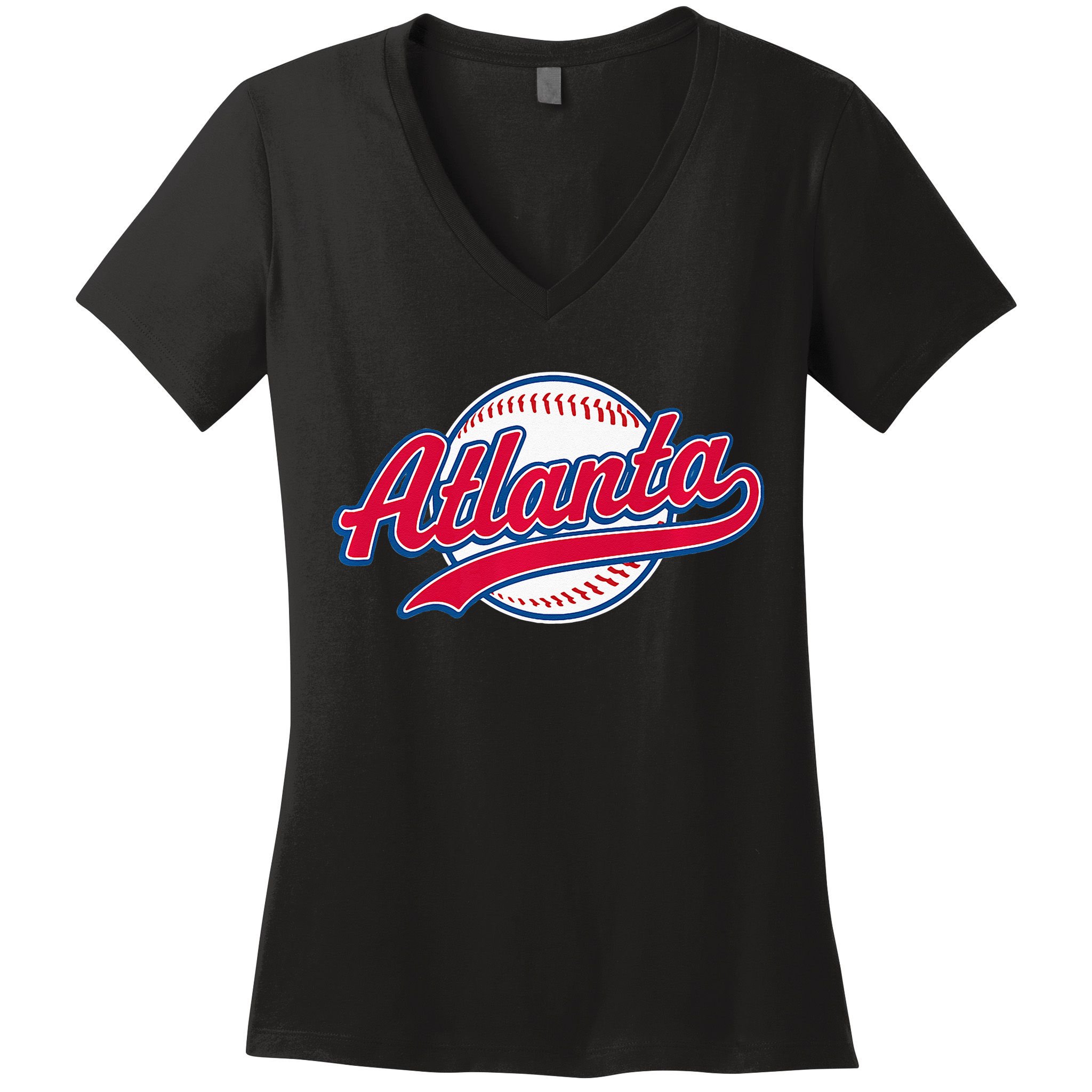Atlanta Vintage Baseball Throwback Retro Design Women's V-Neck T-Shirt