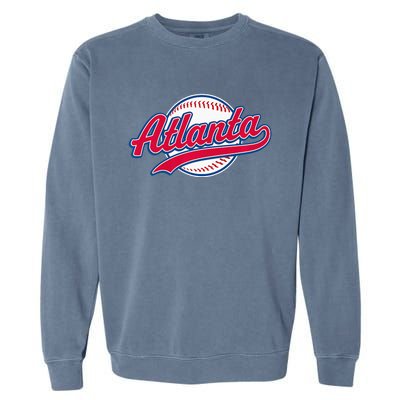 Atlanta Vintage Baseball Throwback Retro Design Garment-Dyed Sweatshirt