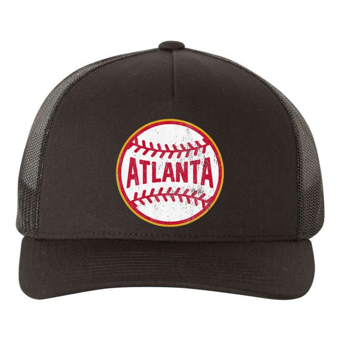 Atlanta  Vintage Baseball Throwback Retro Design Yupoong Adult 5-Panel Trucker Hat