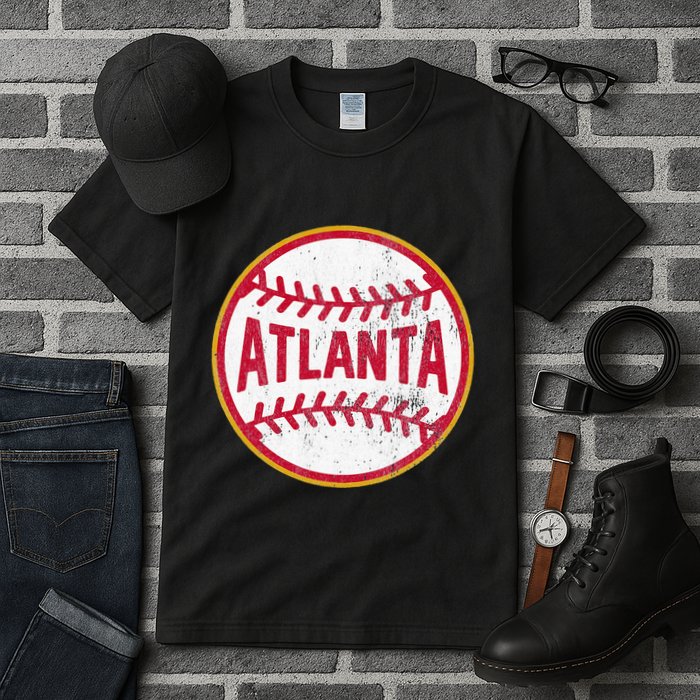 Atlanta  Vintage Baseball Throwback Retro Design Tall T-Shirt