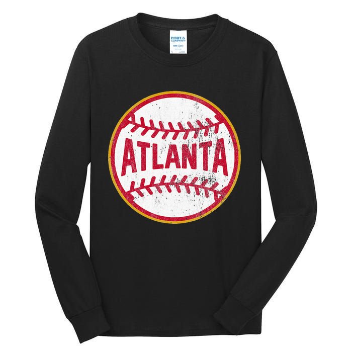 Atlanta  Vintage Baseball Throwback Retro Design Tall Long Sleeve T-Shirt