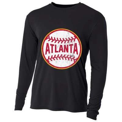 Atlanta  Vintage Baseball Throwback Retro Design Cooling Performance Long Sleeve Crew