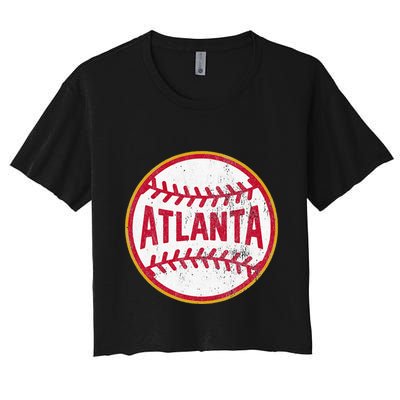 Atlanta  Vintage Baseball Throwback Retro Design Crop Top