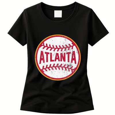 Atlanta  Vintage Baseball Throwback Retro Design Womens T-Shirt