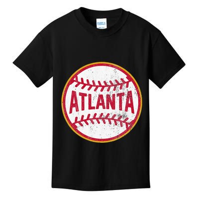 Atlanta  Vintage Baseball Throwback Retro Design Kids T-Shirt