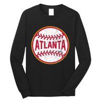 Atlanta  Vintage Baseball Throwback Retro Design Long Sleeve Shirt