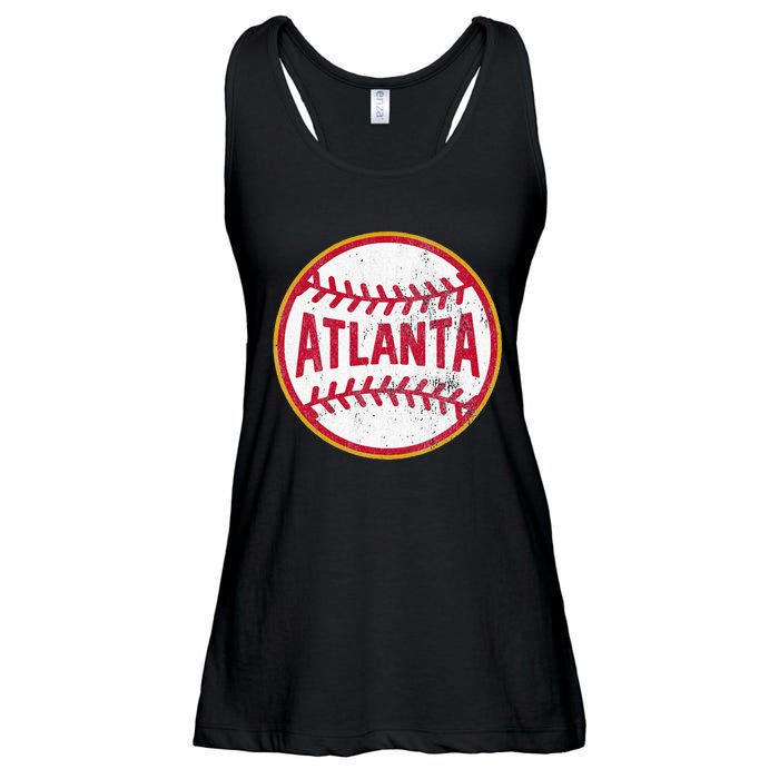 Atlanta  Vintage Baseball Throwback Retro Design Ladies Essential Flowy Tank