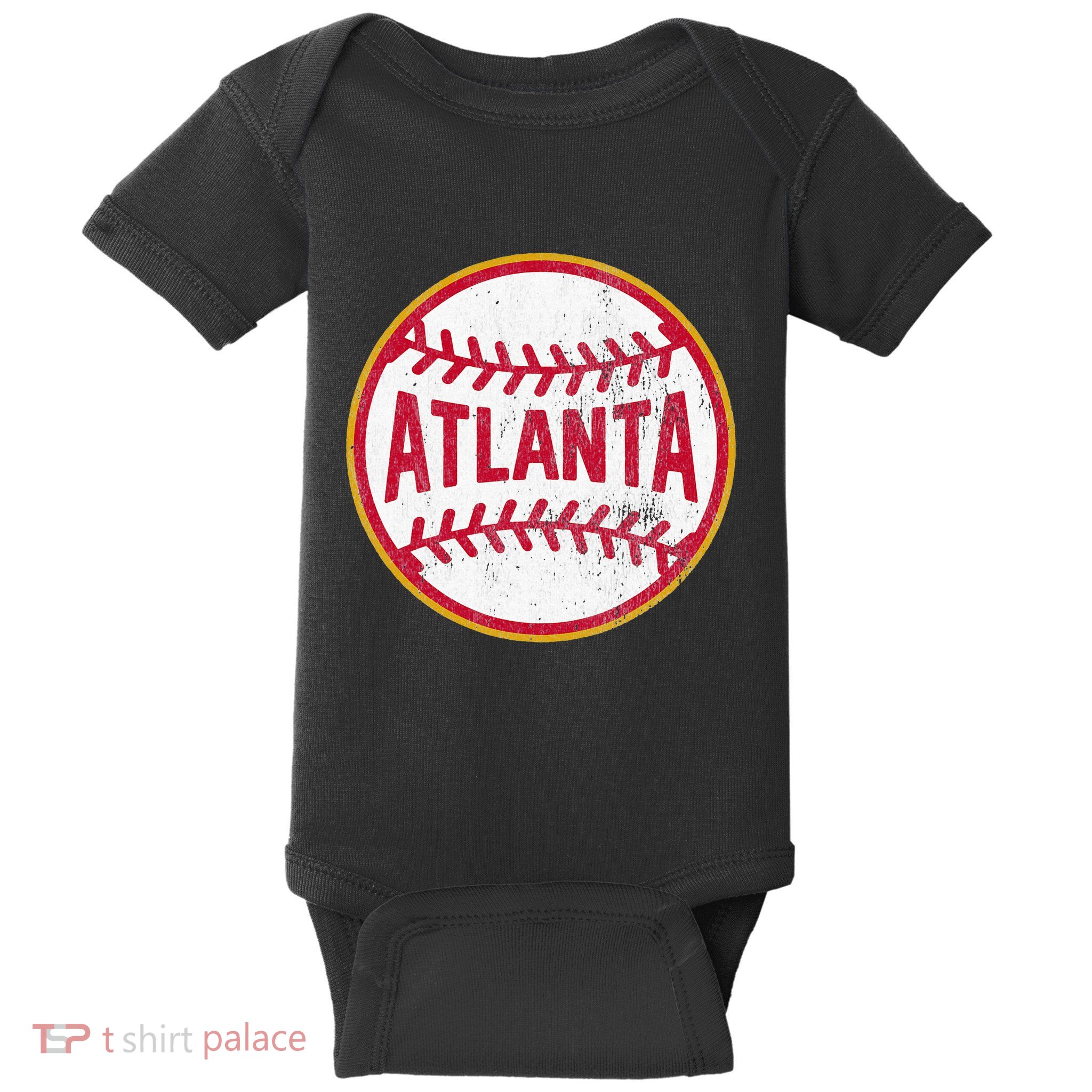 Atlanta  Vintage Baseball Throwback Retro Design Baby Bodysuit