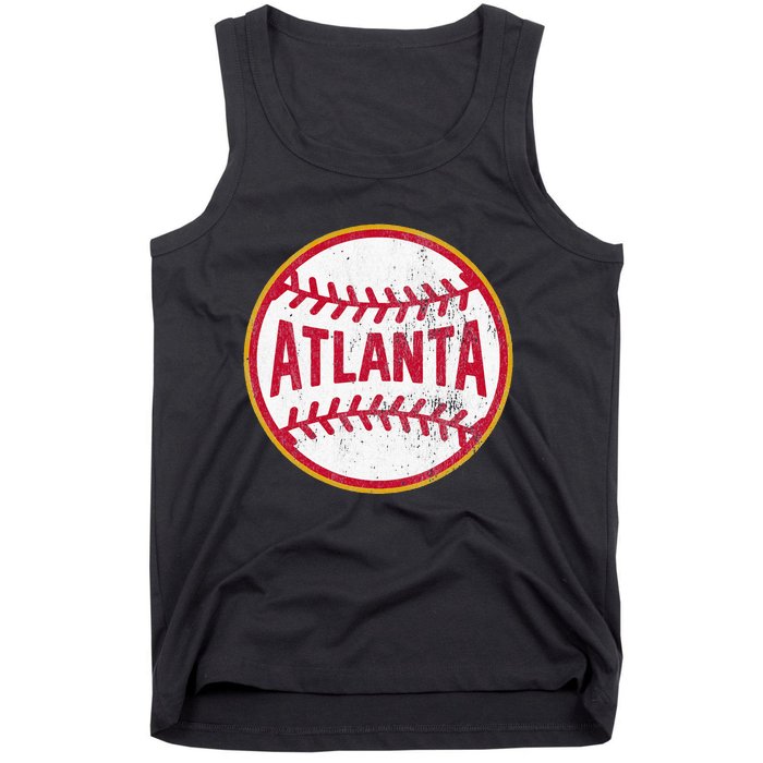 Atlanta  Vintage Baseball Throwback Retro Design Tank Top