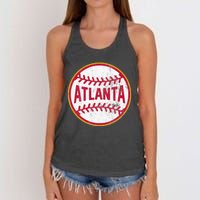 Atlanta  Vintage Baseball Throwback Retro Design Women's Knotted Racerback Tank