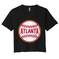 Atlanta  Vintage Baseball Throwback Retro Design Women's Crop Top Tee