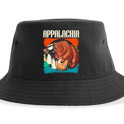 Appalachia Vintage Banjo Player Bluegrass Musician Sustainable Bucket Hat