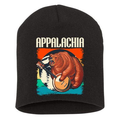 Appalachia Vintage Banjo Player Bluegrass Musician Short Acrylic Beanie