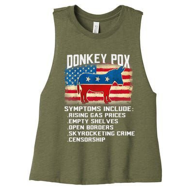 Anti Virus Biden Donkey Pox Symptoms Include Funny Biden Women's Racerback Cropped Tank