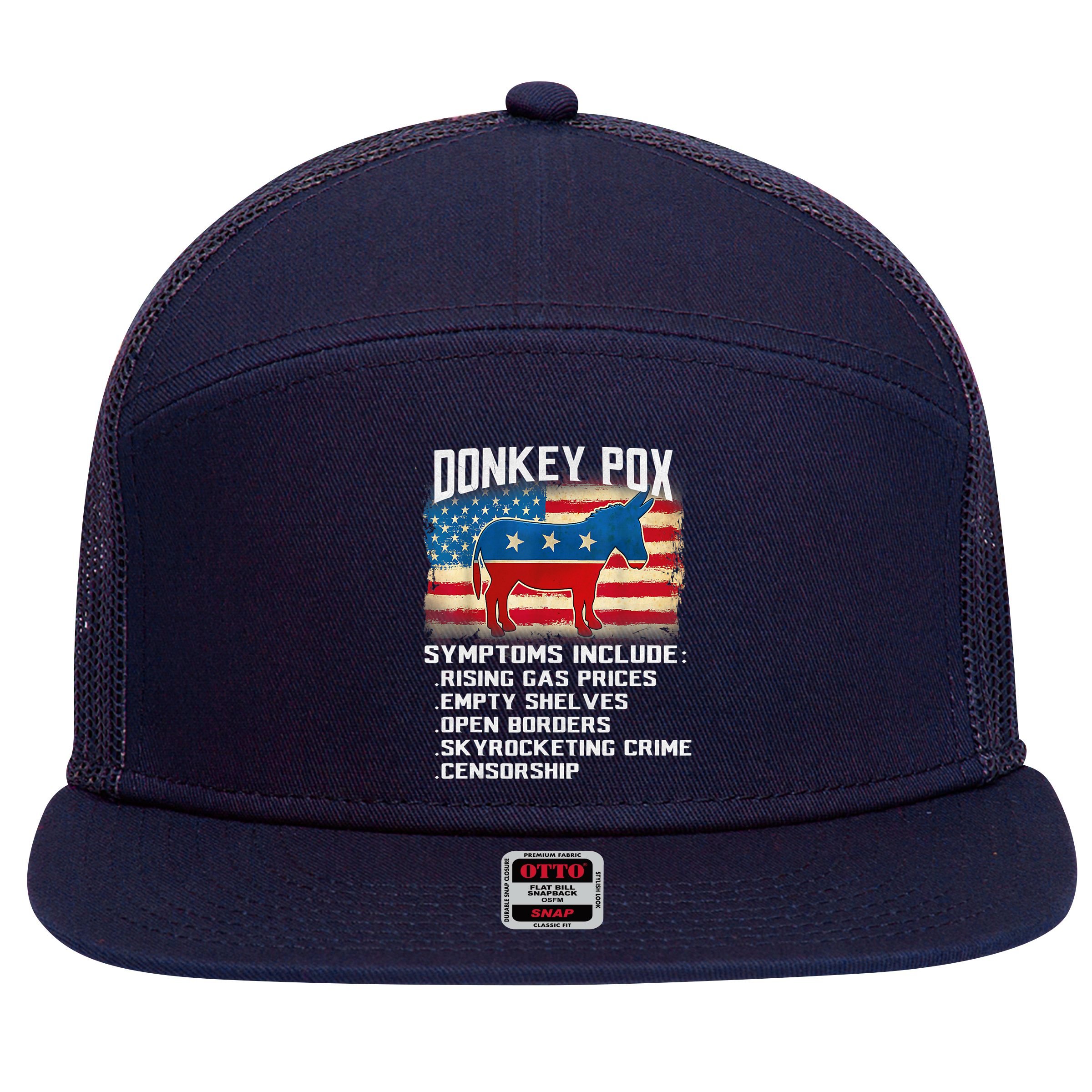 Anti Virus Biden Donkey Pox Symptoms Include Funny Biden 7 Panel Mesh Trucker Snapback Hat