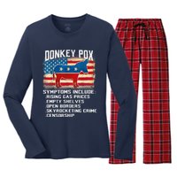 Anti Virus Biden Donkey Pox Symptoms Include Funny Biden Women's Long Sleeve Flannel Pajama Set 